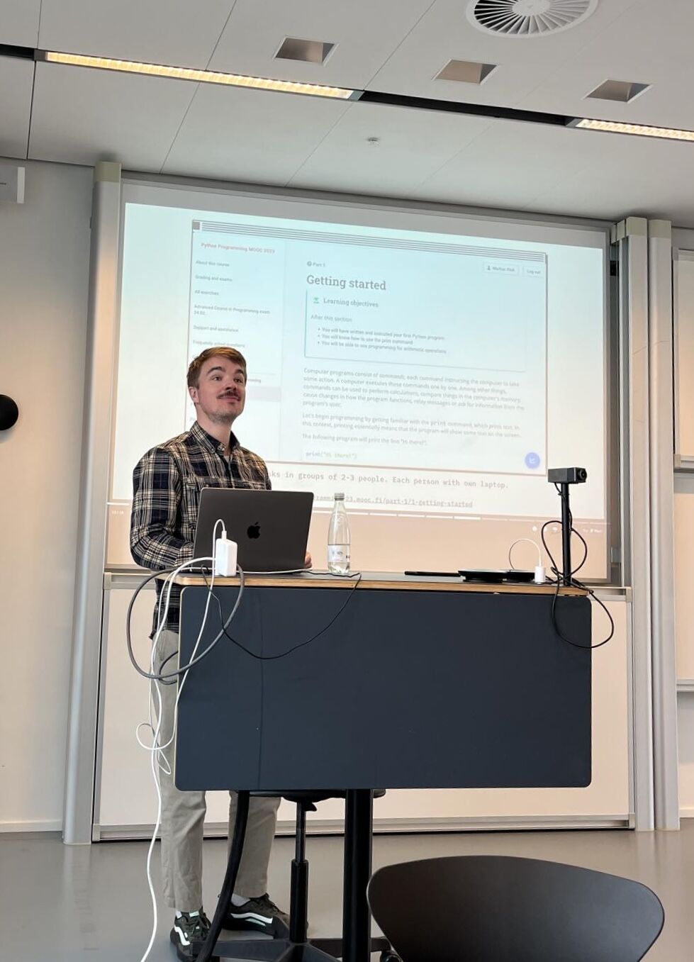 Markus lecturing on Python programming at the University of Copenhagen
