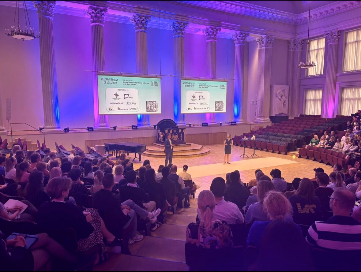Legal Design Summit 2025 opening keynote in a grand auditorium